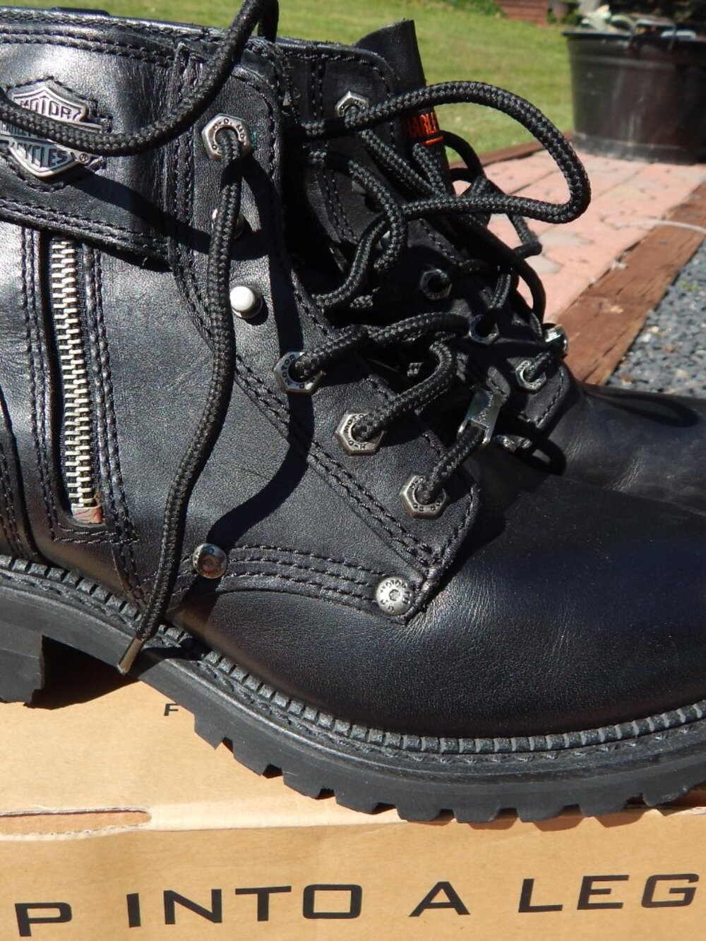 Harley Davidson 84207 Side Zipper Snap Logger Leather Boots Size 8.5 Worn TWICE - Picture 3 of 9